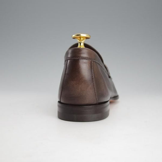 未使用★(伊)サントーニ SIZE 6【★コインローファー/13903】カーフ/濃茶/メンズ/Santoni★i783