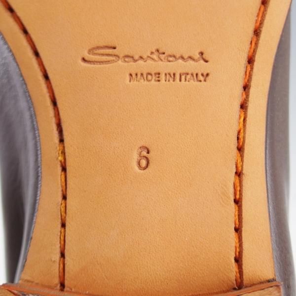 未使用★(伊)サントーニ SIZE 6【★コインローファー/13903】カーフ/濃茶/メンズ/Santoni★i783