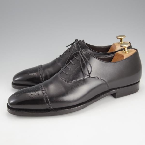 極上★クロケット&ジョーンズ 7.5D【定価￥101,200-★ハンドグレードライン/HARLEY】セミブローグ/カーフ/黒/Crockett&Jones★i786