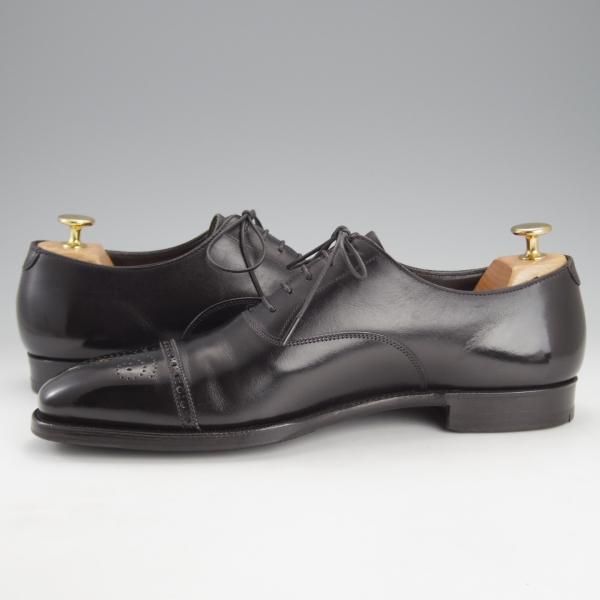 極上★クロケット&ジョーンズ 7.5D【定価￥101,200-★ハンドグレードライン/HARLEY】セミブローグ/カーフ/黒/Crockett&Jones★i786