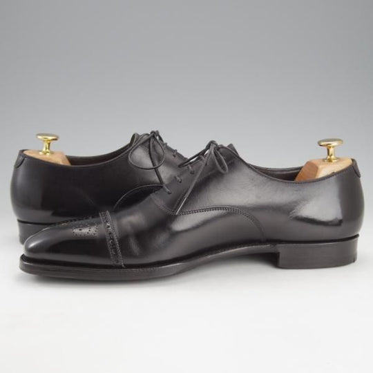 極上★クロケット&ジョーンズ 7.5D【定価￥101,200-★ハンドグレードライン/HARLEY】セミブローグ/カーフ/黒/Crockett&Jones★i786