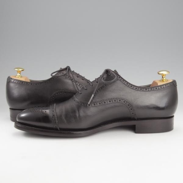 極美品★Perfetto/ペルフェット SIZE 9【グッドイヤーウェルテッド製法★セミブローグ/09912】カーフ/黒/メンズ★i793