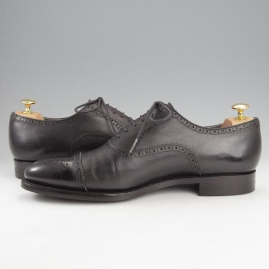 極美品★Perfetto/ペルフェット SIZE 9【グッドイヤーウェルテッド製法★セミブローグ/09912】カーフ/黒/メンズ★i793