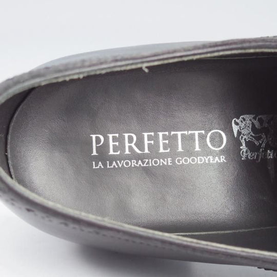 極美品★Perfetto/ペルフェット SIZE 9【グッドイヤーウェルテッド製法★セミブローグ/09912】カーフ/黒/メンズ★i793