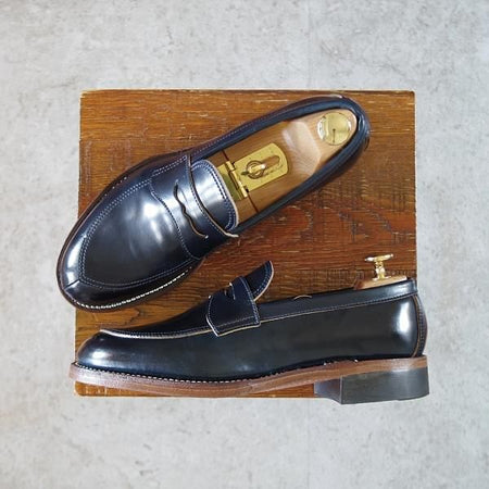 極美品★Makers/メイカーズ SIZE 5【現行定価￥114,400-★コードバン仕様/紺/(米)ホーウィン社】CDVN-01/コインローファー/メンズ★i799