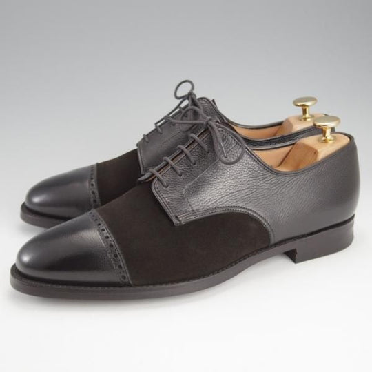 極美品★クロケット&ジョーンズ 7.5E【コンビ仕様★DRAYCOTT 2/パンチドキャップトゥ】CITYソール/341ラスト/黒/Crockett&Jones★i805