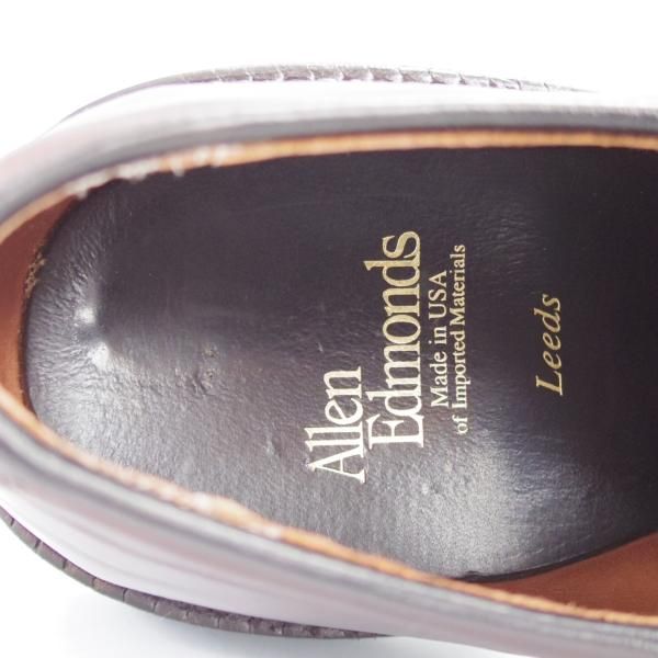 美品★(米)アレンエドモンズ 8D【定価￥167,400-★コードバン仕様/Leeds】リーズ/プレーントゥ/赤茶/メンズ/ALLEN EDMONDS★i806