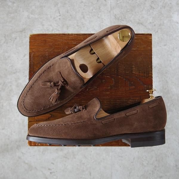未使用★(英)BARKER/バーカー 7D【モデル定価￥49,500-★ダイナイトソール仕様/タッセルローファー】4478DW/スエード/茶/メンズ★i809