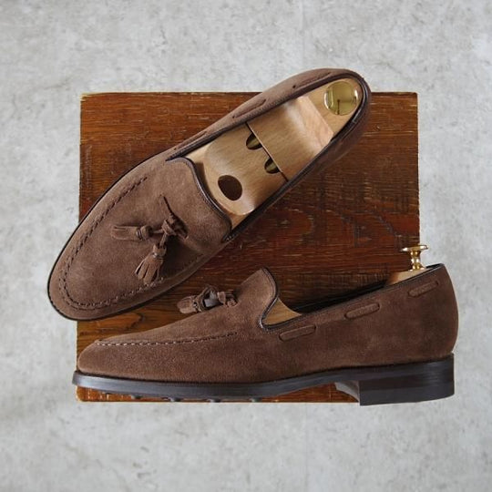 未使用★(英)BARKER/バーカー 7D【モデル定価￥49,500-★ダイナイトソール仕様/タッセルローファー】4478DW/スエード/茶/メンズ★i809