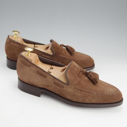 未使用★(英)BARKER/バーカー 7D【モデル定価￥49,500-★ダイナイトソール仕様/タッセルローファー】4478DW/スエード/茶/メンズ★i809