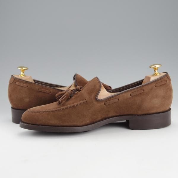 未使用★(英)BARKER/バーカー 7D【モデル定価￥49,500-★ダイナイトソール仕様/タッセルローファー】4478DW/スエード/茶/メンズ★i809