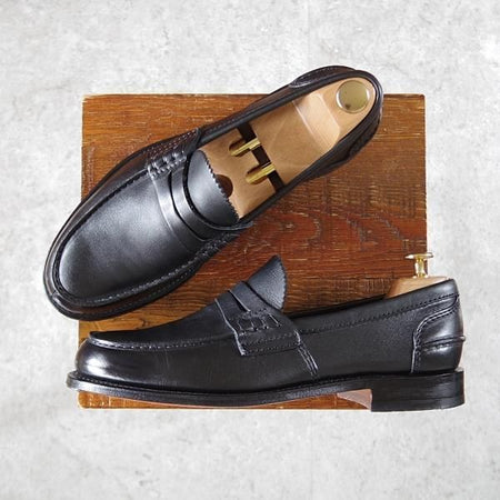 極美品★チャーチ 75F/UK7.5【定価￥145,200-★コインローファー/Pembrey】126ラスト/ビーフロール/プレステージカーフ/黒/Church's★i812