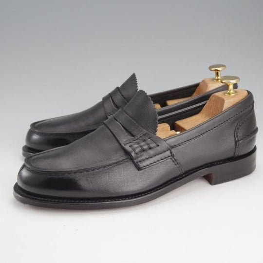 極美品★チャーチ 75F/UK7.5【定価￥145,200-★コインローファー/Pembrey】126ラスト/ビーフロール/プレステージカーフ/黒/Church's★i812