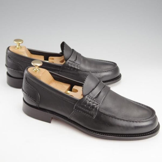 極美品★チャーチ 75F/UK7.5【定価￥145,200-★コインローファー/Pembrey】126ラスト/ビーフロール/プレステージカーフ/黒/Church's★i812