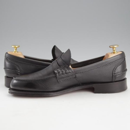 極美品★チャーチ 75F/UK7.5【定価￥145,200-★コインローファー/Pembrey】126ラスト/ビーフロール/プレステージカーフ/黒/Church's★i812