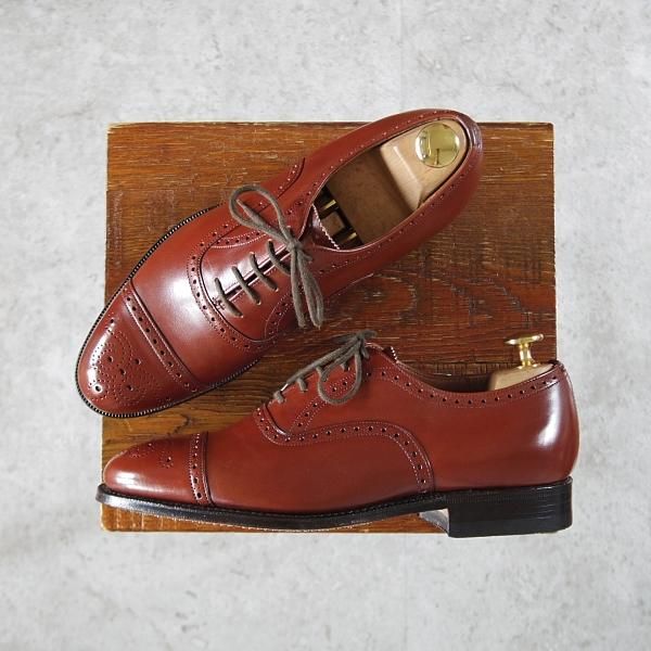未使用★チャーチ 50F/UK5【旧チャーチ★デットストック品/3都市ロゴ】84ラスト/セミブローグ/カーフ/茶/メンズ/Church's★i814
