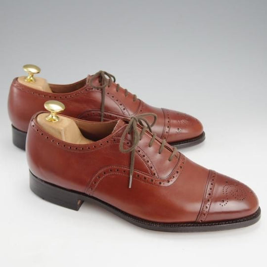 未使用★チャーチ 50F/UK5【旧チャーチ★デットストック品/3都市ロゴ】84ラスト/セミブローグ/カーフ/茶/メンズ/Church's★i814