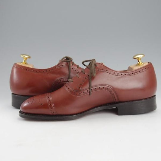 未使用★チャーチ 50F/UK5【旧チャーチ★デットストック品/3都市ロゴ】84ラスト/セミブローグ/カーフ/茶/メンズ/Church's★i814