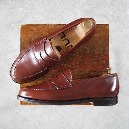 ★クロケット&ジョーンズ UK8/US8.5D【貴重★ブルックスブラザーズ別注/Peal&co】314ラスト/コインローファー/茶/Crockett&Jones★i820