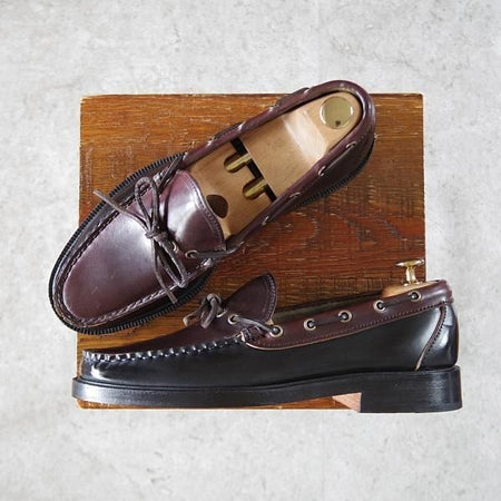 未使用★(米)YUKETEN/ユケテン 8C【定価￥118,800-★コードバン仕様/ホーウィン社スタンプ多数】705SP/モカシン/黒×赤茶★i824