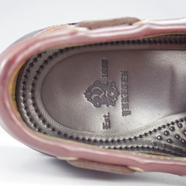 未使用★(米)YUKETEN/ユケテン 8C【定価￥118,800-★コードバン仕様/ホーウィン社スタンプ多数】705SP/モカシン/黒×赤茶★i824