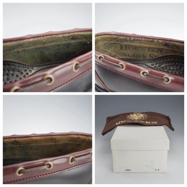 未使用★(米)YUKETEN/ユケテン 8C【定価￥118,800-★コードバン仕様/ホーウィン社スタンプ多数】705SP/モカシン/黒×赤茶★i824