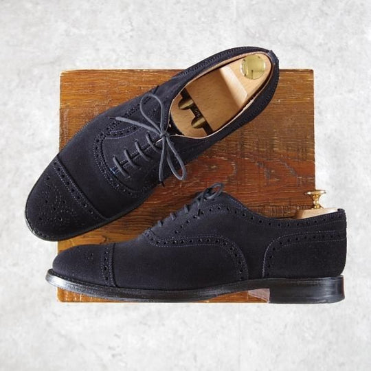 極上★チャーチ 65F/UK6.5【定価￥160,600-★ディプロマット/DIPLOMAT】173ラスト/セミブローグ/スエード/濃紺/メンズ/Church's★i828