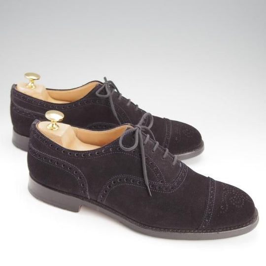 極上★チャーチ 65F/UK6.5【定価￥160,600-★ディプロマット/DIPLOMAT】173ラスト/セミブローグ/スエード/濃紺/メンズ/Church's★i828