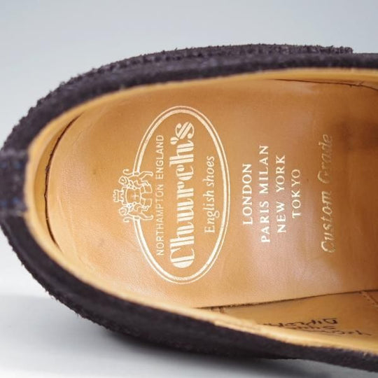 極上★チャーチ 65F/UK6.5【定価￥160,600-★ディプロマット/DIPLOMAT】173ラスト/セミブローグ/スエード/濃紺/メンズ/Church's★i828