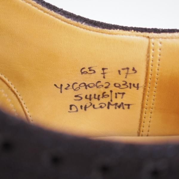 極上★チャーチ 65F/UK6.5【定価￥160,600-★ディプロマット/DIPLOMAT】173ラスト/セミブローグ/スエード/濃紺/メンズ/Church's★i828