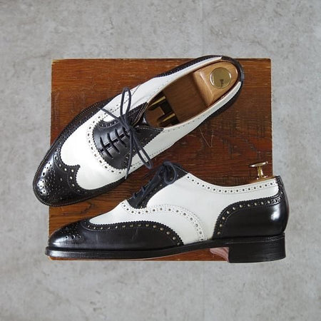極美品★クロケット&ジョーンズ 6E【★ロイドフットウェア別注/Jシリーズ】317ラスト/スペクテイターシューズ/黒×白/Crockett&Jones★i854