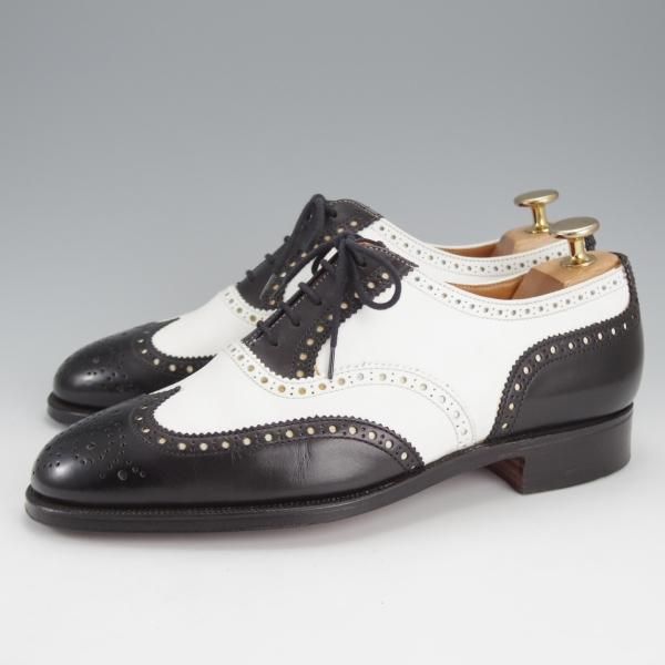 極美品★クロケット&ジョーンズ 6E【★ロイドフットウェア別注/Jシリーズ】317ラスト/スペクテイターシューズ/黒×白/Crockett&Jones★i854