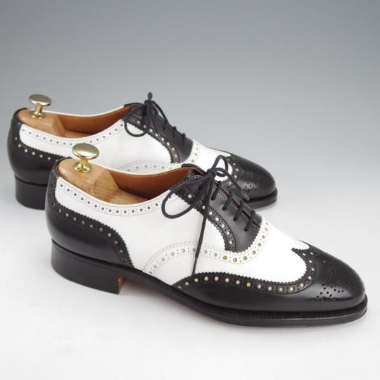 極美品★クロケット&ジョーンズ 6E【★ロイドフットウェア別注/Jシリーズ】317ラスト/スペクテイターシューズ/黒×白/Crockett&Jones★i854