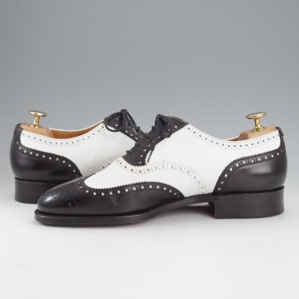 極美品★クロケット&ジョーンズ 6E【★ロイドフットウェア別注/Jシリーズ】317ラスト/スペクテイターシューズ/黒×白/Crockett&Jones★i854