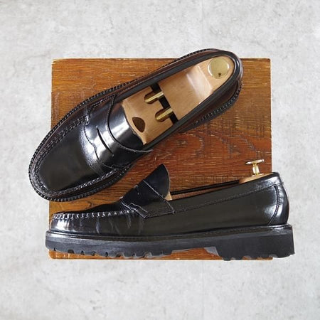 美品★G.H.BASS/ジーエイチバス US7.5【定価￥24,200-★11535W/コインローファー】黒/ポリッシュレザー/メンズ★i861