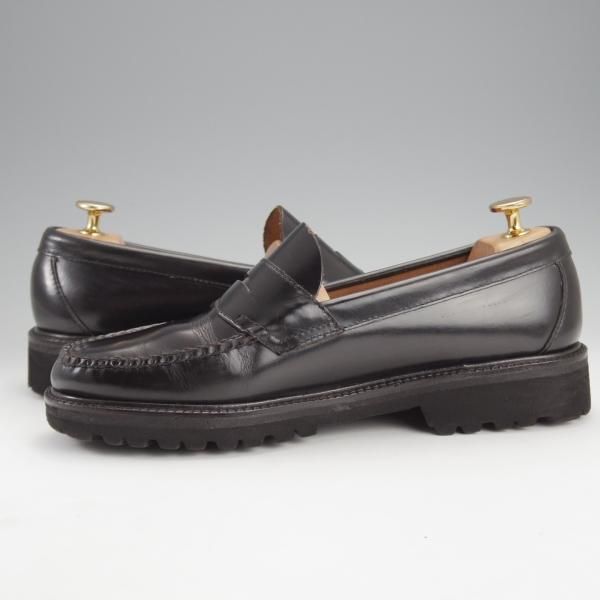 美品★G.H.BASS/ジーエイチバス US7.5【定価￥24,200-★11535W/コインローファー】黒/ポリッシュレザー/メンズ★i861