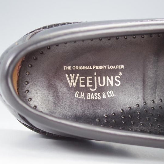 美品★G.H.BASS/ジーエイチバス US7.5【定価￥24,200-★11535W/コインローファー】黒/ポリッシュレザー/メンズ★i861