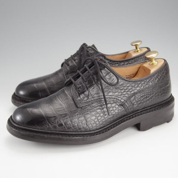 極上★トリッカーズ SIZE 6.5【定価￥102,300-★プレーントゥ/Woodstock/5636】カントリーシューズ/短靴/クロコ型押し/黒/Tricker's★i862