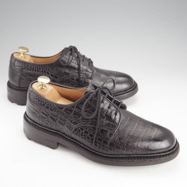 極上★トリッカーズ SIZE 6.5【定価￥102,300-★プレーントゥ/Woodstock/5636】カントリーシューズ/短靴/クロコ型押し/黒/Tricker's★i862