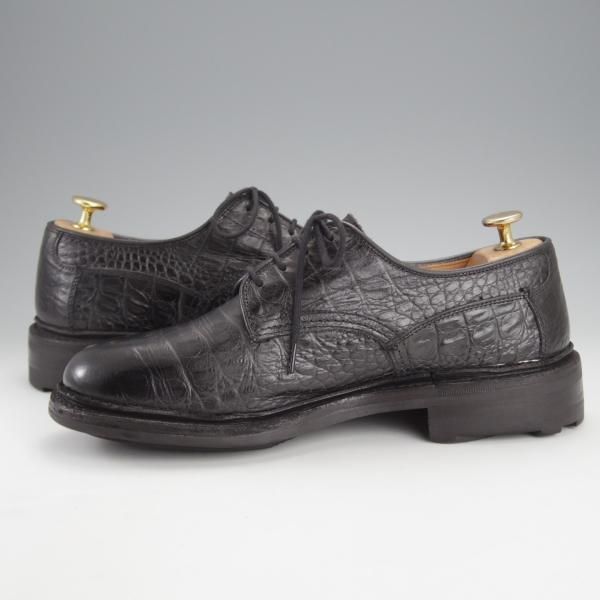 極上★トリッカーズ SIZE 6.5【定価￥102,300-★プレーントゥ/Woodstock/5636】カントリーシューズ/短靴/クロコ型押し/黒/Tricker's★i862