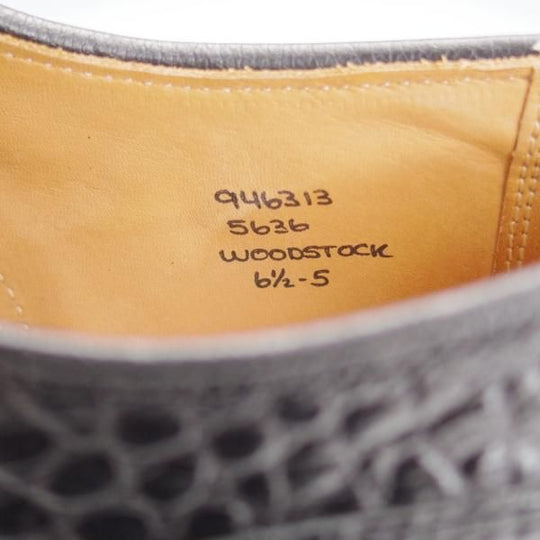 極上★トリッカーズ SIZE 6.5【定価￥102,300-★プレーントゥ/Woodstock/5636】カントリーシューズ/短靴/クロコ型押し/黒/Tricker's★i862