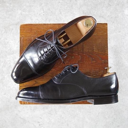 極美品★クロケット&ジョーンズ 6E【定価￥86,900-★HALLAM/348ラスト】ハラム/ストレートチップ/カーフ/黒/メンズ/Crockett&Jones★i867