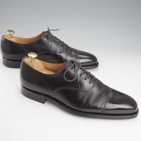 極美品★クロケット&ジョーンズ 6E【定価￥86,900-★HALLAM/348ラスト】ハラム/ストレートチップ/カーフ/黒/メンズ/Crockett&Jones★i867