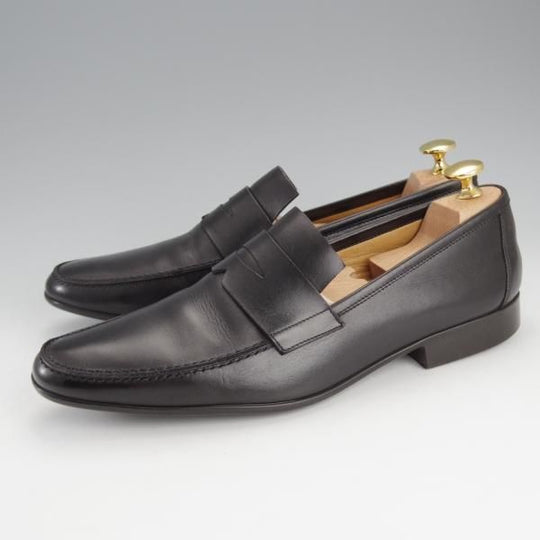 極上★(伊製)HERMES/エルメス SIZE 40【定価10万円以上★コインローファー/黒】カーフ/メンズ★i880