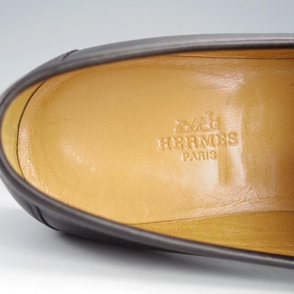 極上★(伊製)HERMES/エルメス SIZE 40【定価10万円以上★コインローファー/黒】カーフ/メンズ★i880