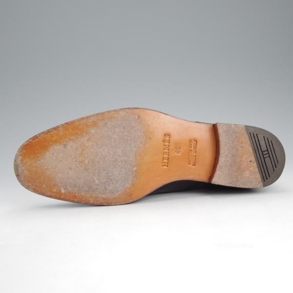 極美品★(伊製)HERMES/エルメス SIZE 40【定価10万円以上★プレーントゥ/黒】ダービーシューズ/カーフ/メンズ★i881