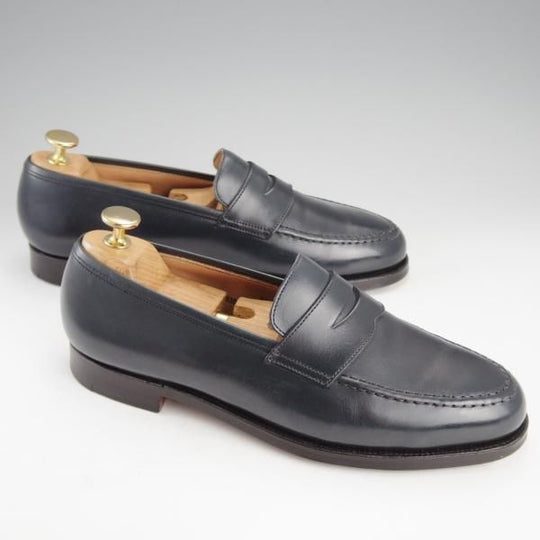 極美品★クロケット&ジョーンズ 6E【定価￥83,600-★BOSTON/ボストン】314ラスト/コインローファー/カーフ/紺/Crockett&Jones★i882