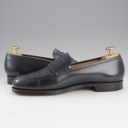 極美品★クロケット&ジョーンズ 6E【定価￥83,600-★BOSTON/ボストン】314ラスト/コインローファー/カーフ/紺/Crockett&Jones★i882