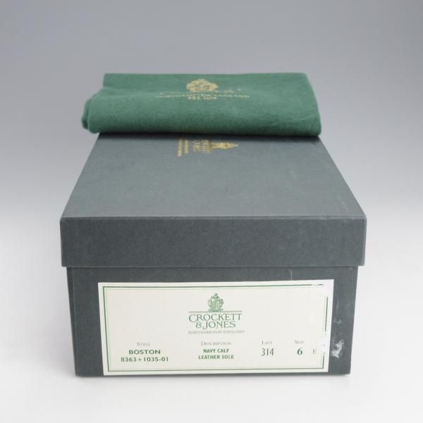 極美品★クロケット&ジョーンズ 6E【定価￥83,600-★BOSTON/ボストン】314ラスト/コインローファー/カーフ/紺/Crockett&Jones★i882