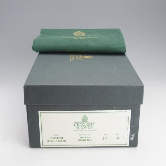 極美品★クロケット&ジョーンズ 6E【定価￥83,600-★BOSTON/ボストン】314ラスト/コインローファー/カーフ/紺/Crockett&Jones★i882